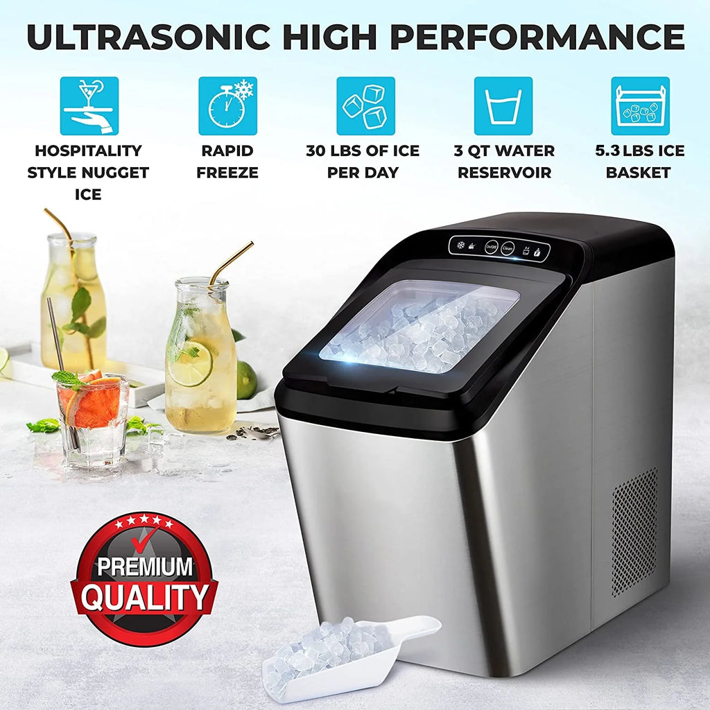 Countertop Nugget Ice Maker Stainless Steel L604