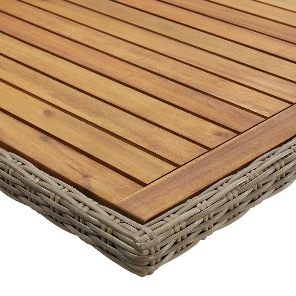 Acacia Wood Top Poly Rattan Steel Patio Dining Table F492