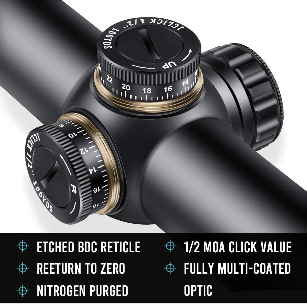 1-6X24 Riflescope Waterproof Red Green Illuminated Crosshair Scope Q879352