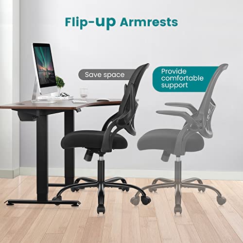 Mid Back Ergonomic Mesh Office Chair with Lumbar Support and Armrests U787614
