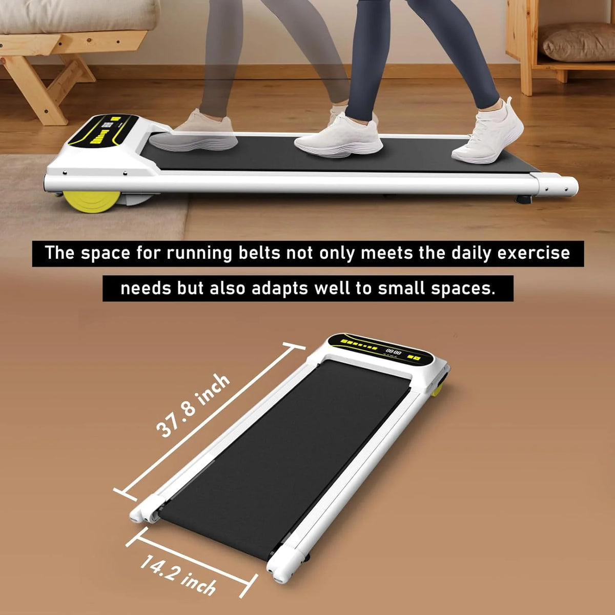 Walking Pad Treadmill Under Desk, 2.25HP Portable Mini Treadmill White U340