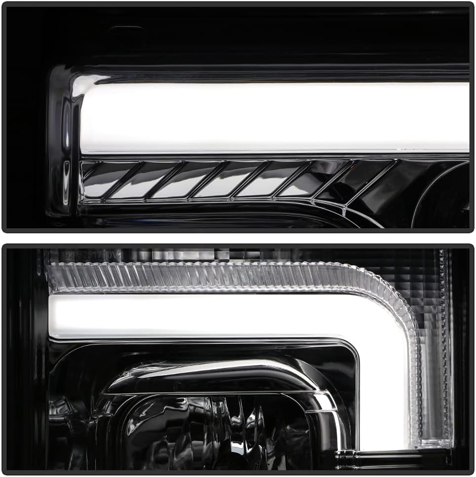 Chrome Dual LED Tube Projector Headlights Set Left+Right F303