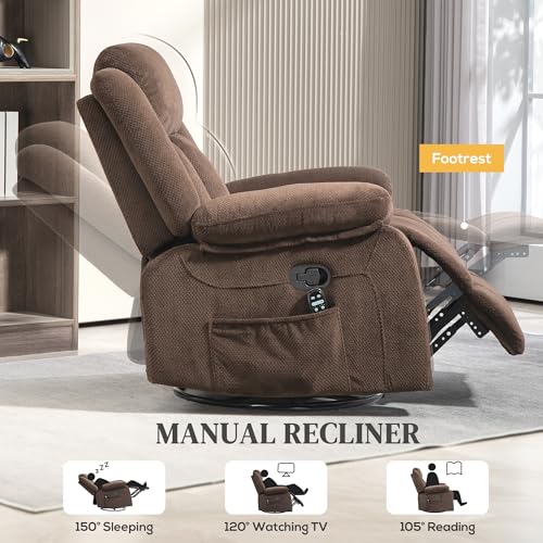 Brown Velvet Oversized Recliner Chair with Footrest V3782