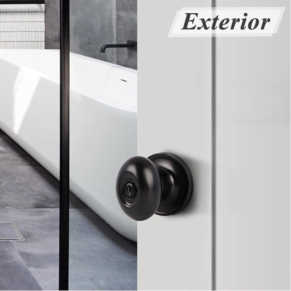 6 Pack Black Oval Privacy Door Knobs D54396