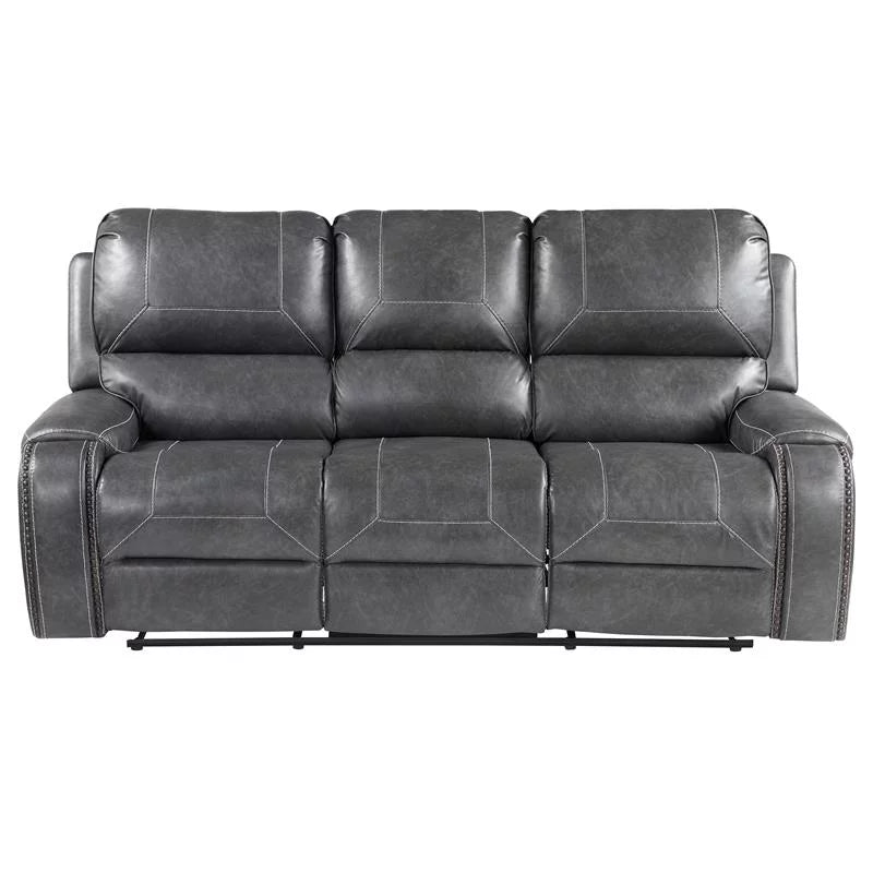Gray Faux Leather Manual Reclining 3-Piece Motion Set S771760