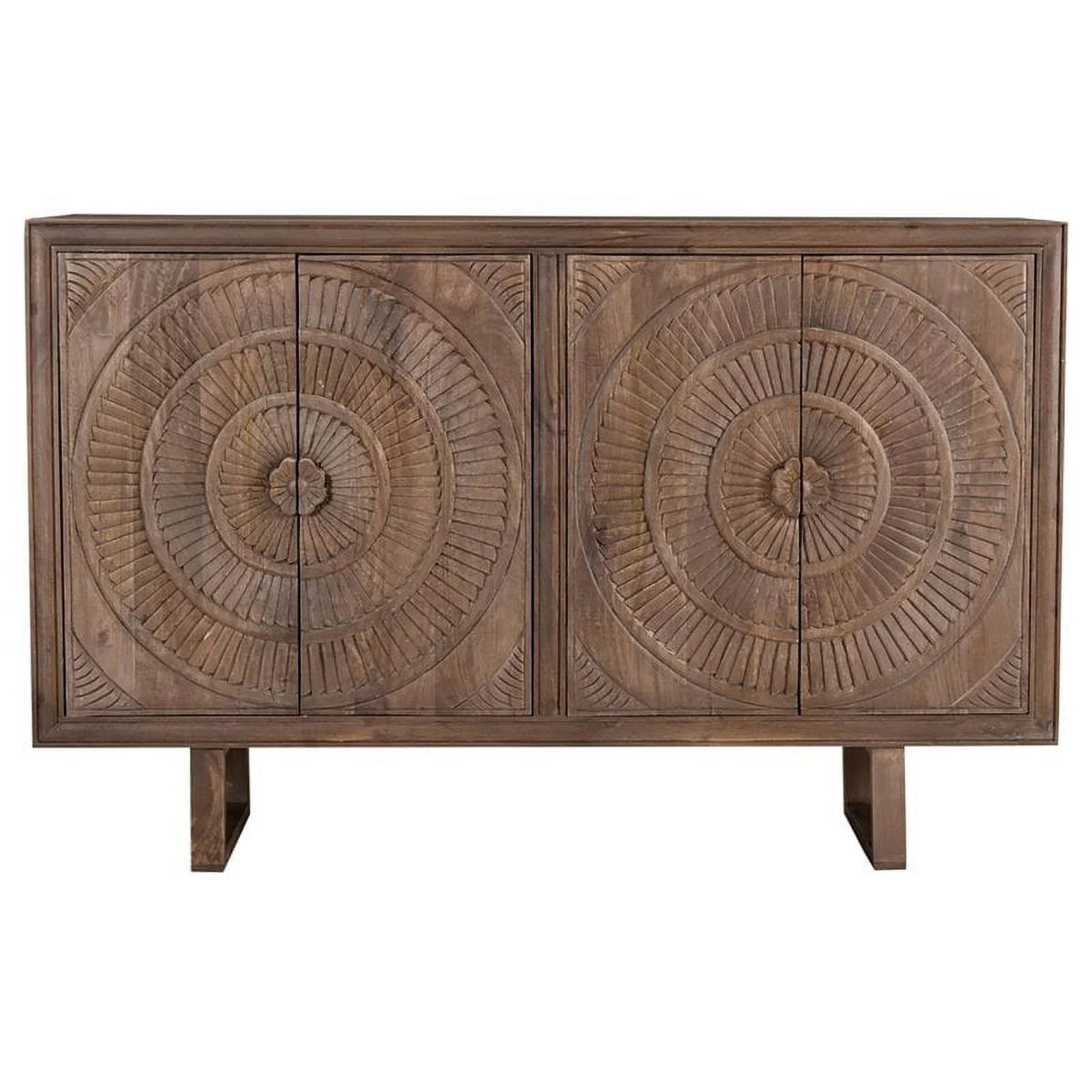 Solid Wood Cabinet with 4 Hand-Carved Doors I401
