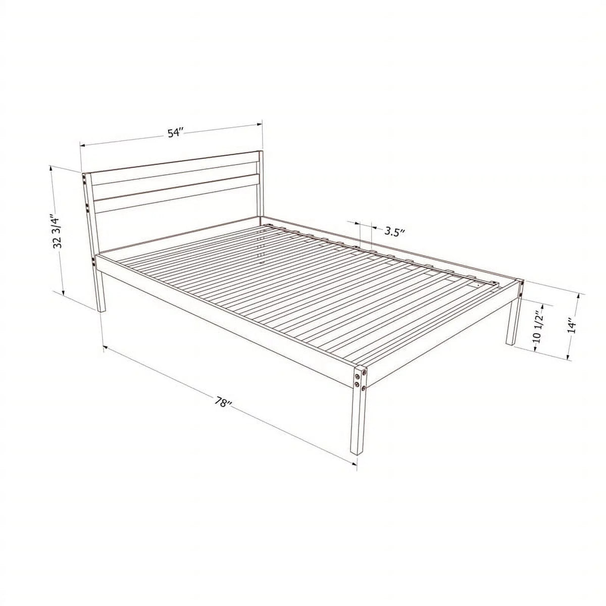 Complete Bed Full Natural Wood Q4702