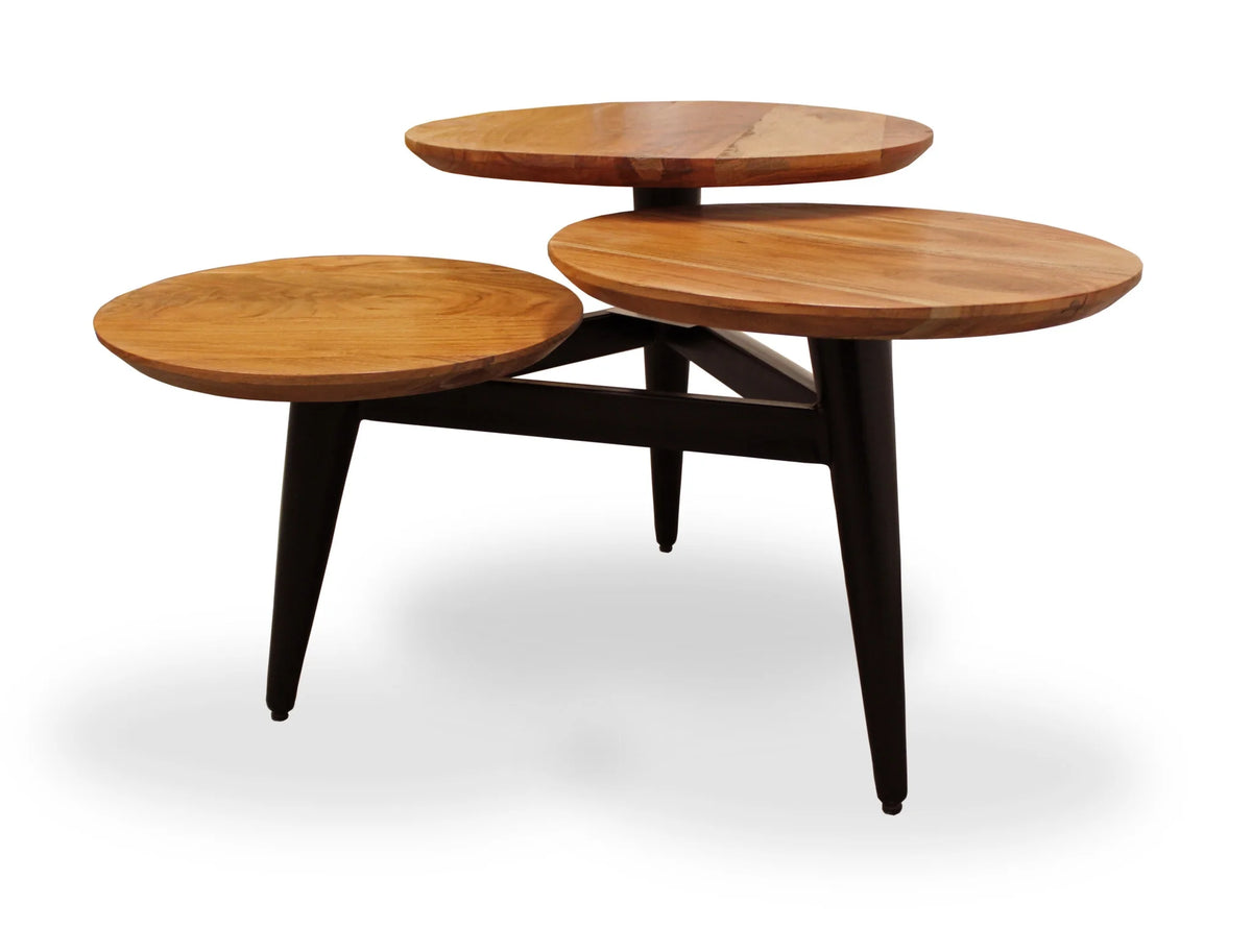 Black Brown Solid Wood Round Coffee Table A1289