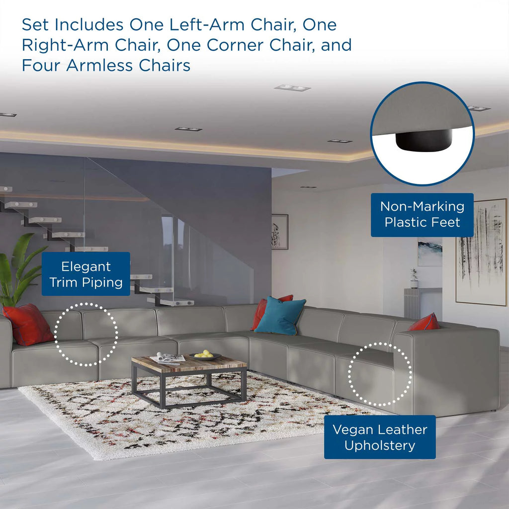 Grey Faux Vegan Leather Sectional Sofa Set I5938