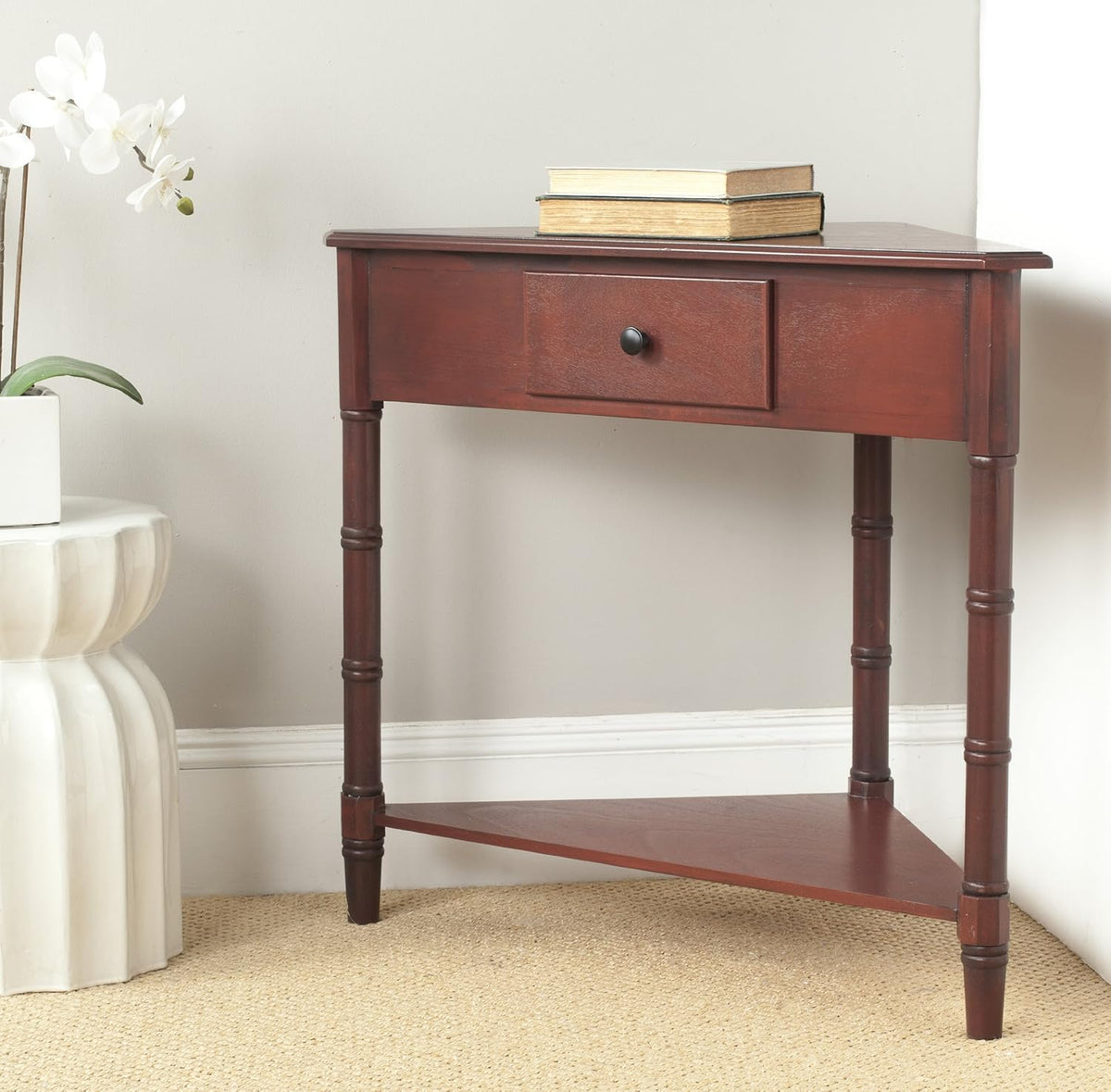 Distressed Black Corner Table S8816
