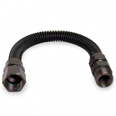 2Pc Black Stainless Steel Gas Fireplace Connector, 1/2" MIP x 1/2" FIP, 3/8" ID Y41114
