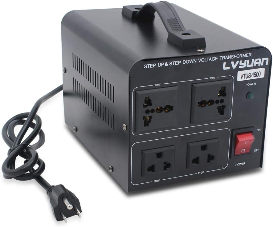 Voltage Transformer Converter 1000 Watt Step Up/Down 110-120 Volt to 220-240 Volt with 2 US outlets, 2 Universal outlets, Circuit Breaker Pack of 2 Q271645