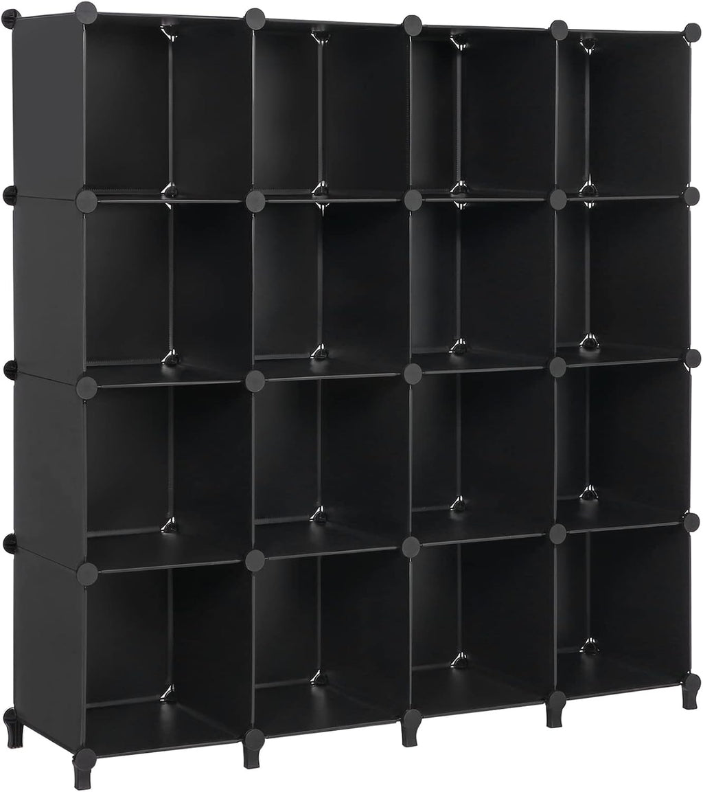 16-Cube Plastic Storage Cabinet Black Pack of 2 S2495