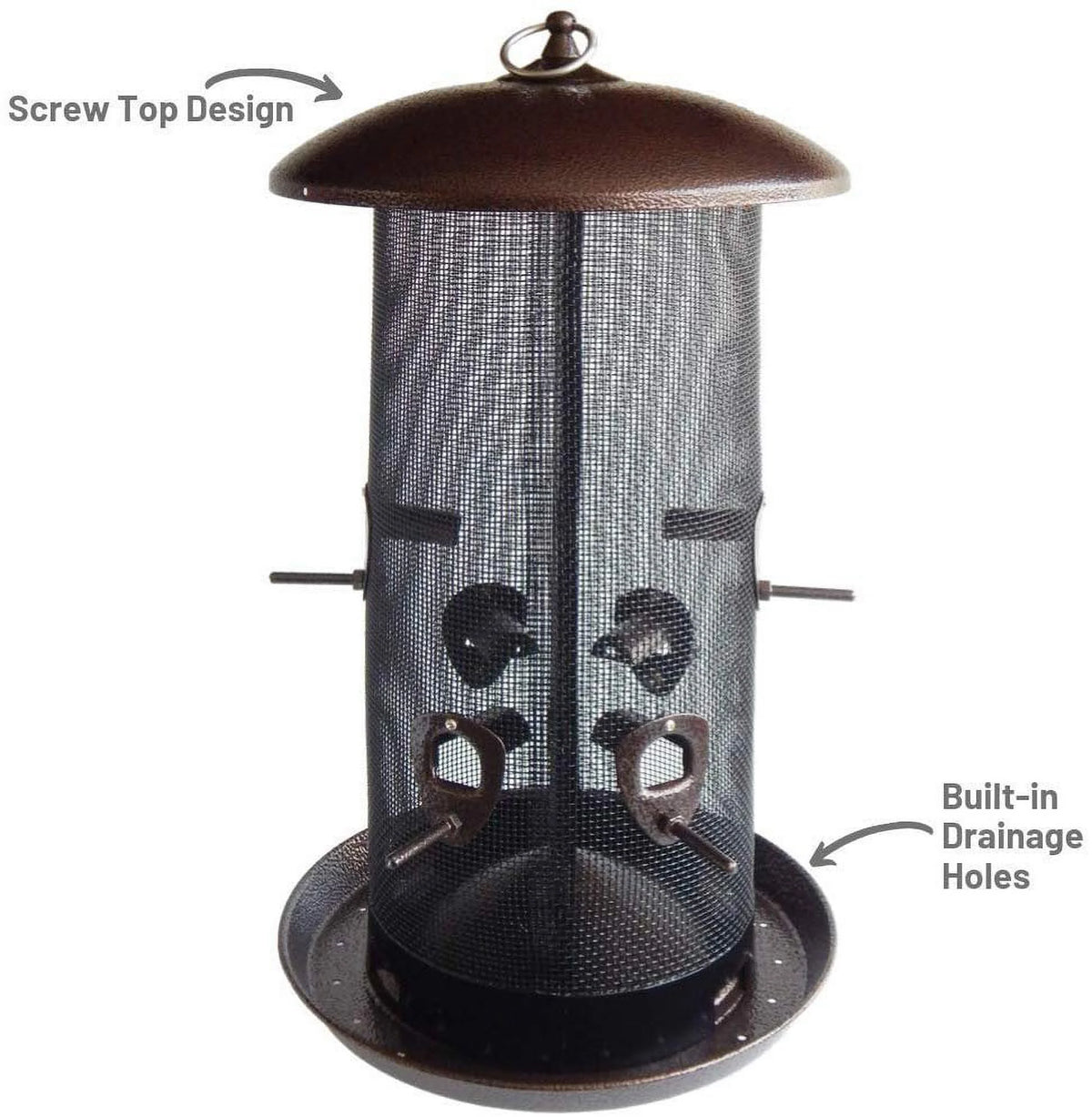 Black Finish Bird Feeder with 2 Seed Compartments Z379610