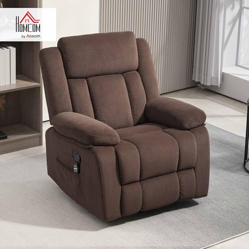 Brown Velvet Oversized Recliner Chair with Footrest V3782