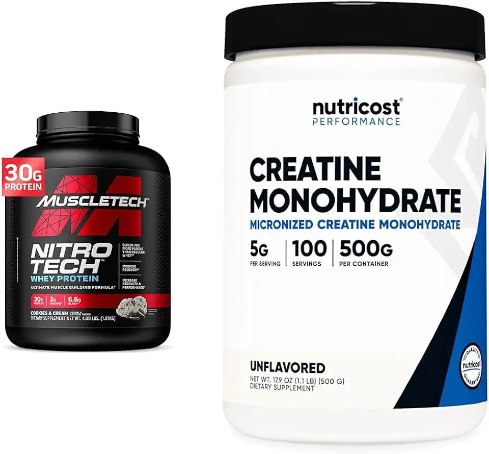 Whey Protein Powder 4 Pound & Creatine Monohydrate Micronized Powder 500G E5886