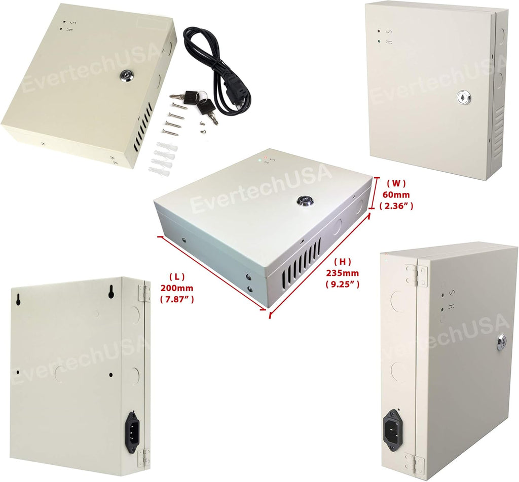 16 Channel 12 Volt DC Output CCTV Power Supply Box with 18 Pcs DC Male Pigtail R549