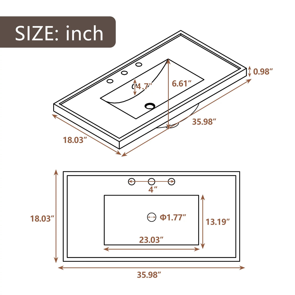 36" Gray Bathroom Vanity with Ceramic Sink P125708