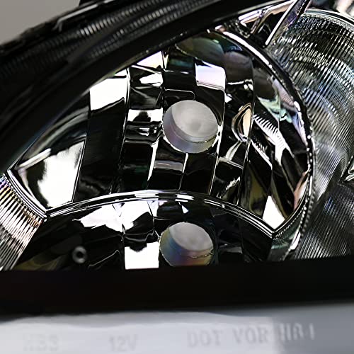 Compatible With 2004-2005 Honda Civic Headlights Black Housing W991600