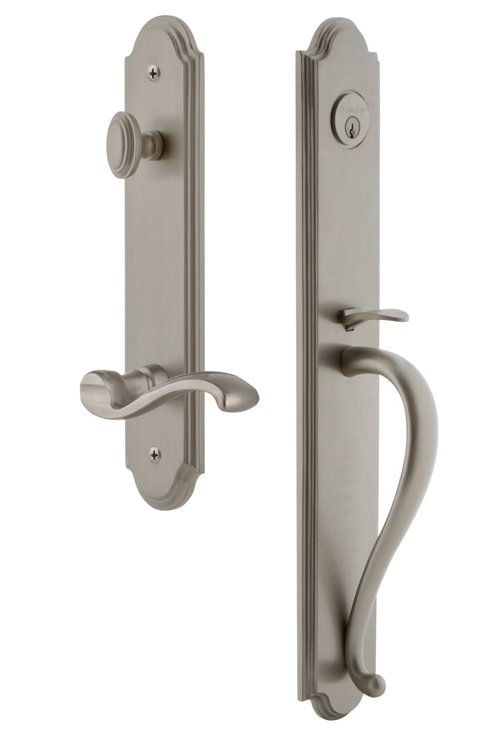 Satin Nickel One-Piece Dummy Handleset with Lever M679