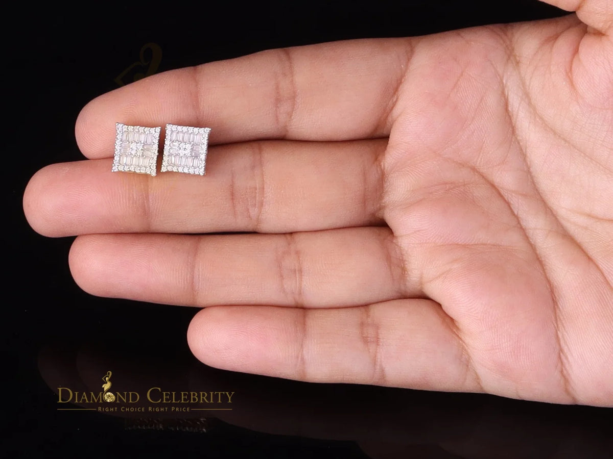 925 Silver Moissanite Baguette Stud Earrings P272