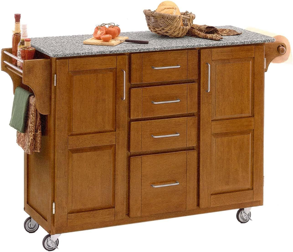 Natural 2 Door Kitchen Cart with Granite Top A2944