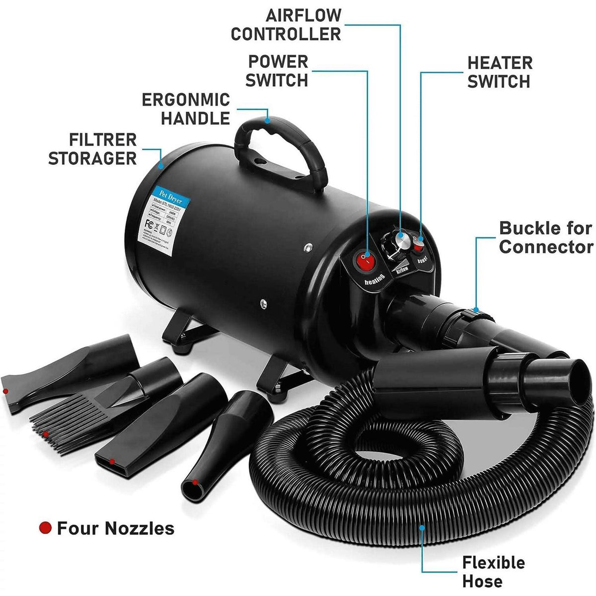 Portable High Power Low Noise Pet Hair Dryer C13005