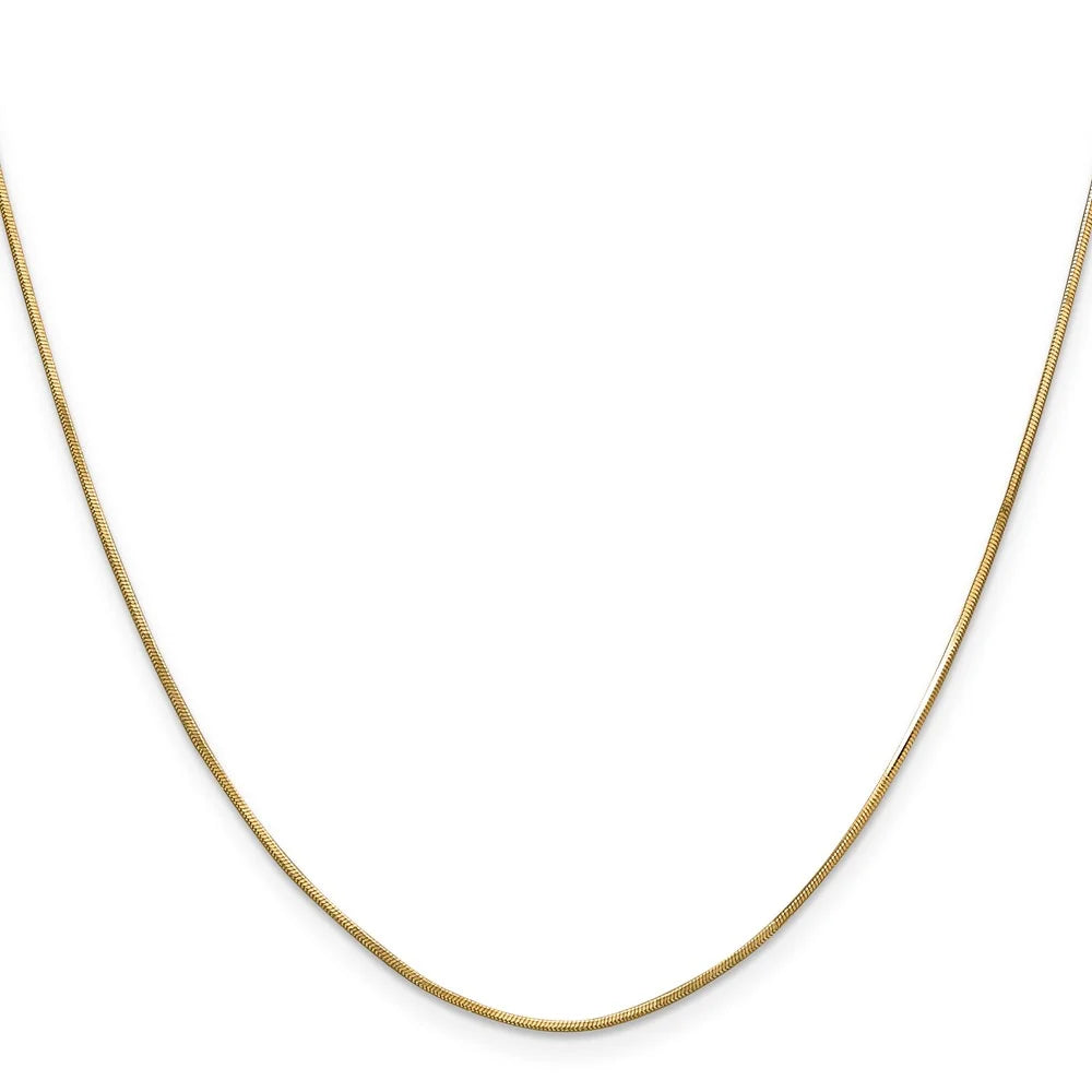 14K Yellow Gold Snake Chain Necklace 16 inch .8 mm Octagonal with Lobster Clasp B765