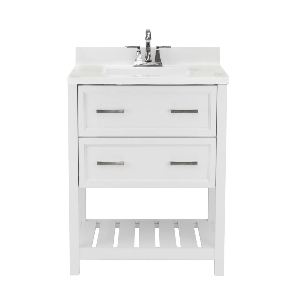 White Bath Vanity with Cultured Marble Top R193
