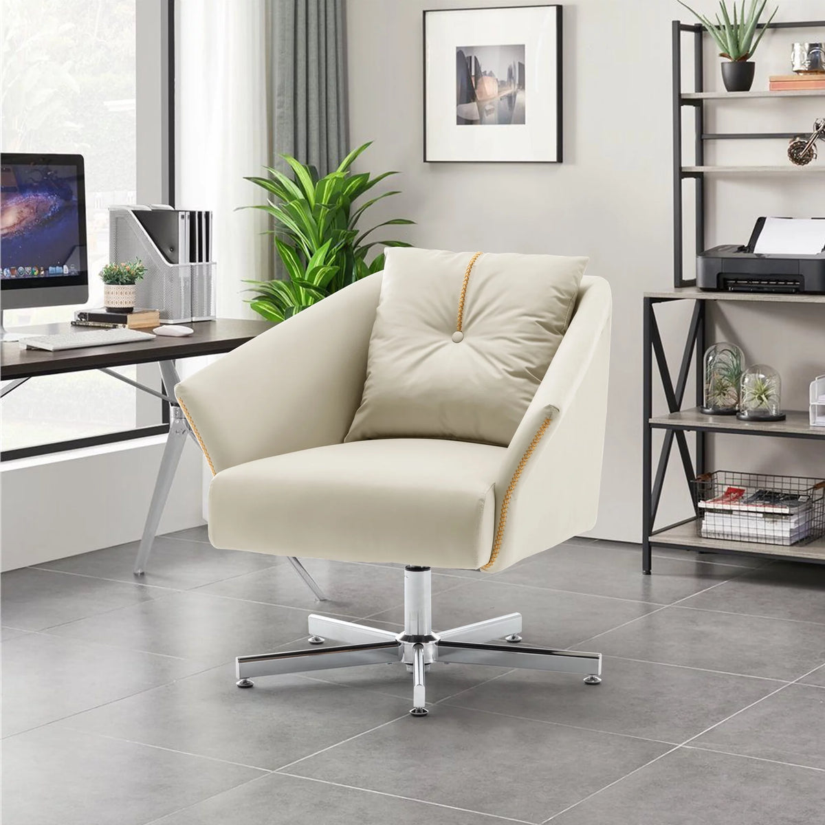 Modern Upholstered Swivel Accent Chair with Metal Legs U209