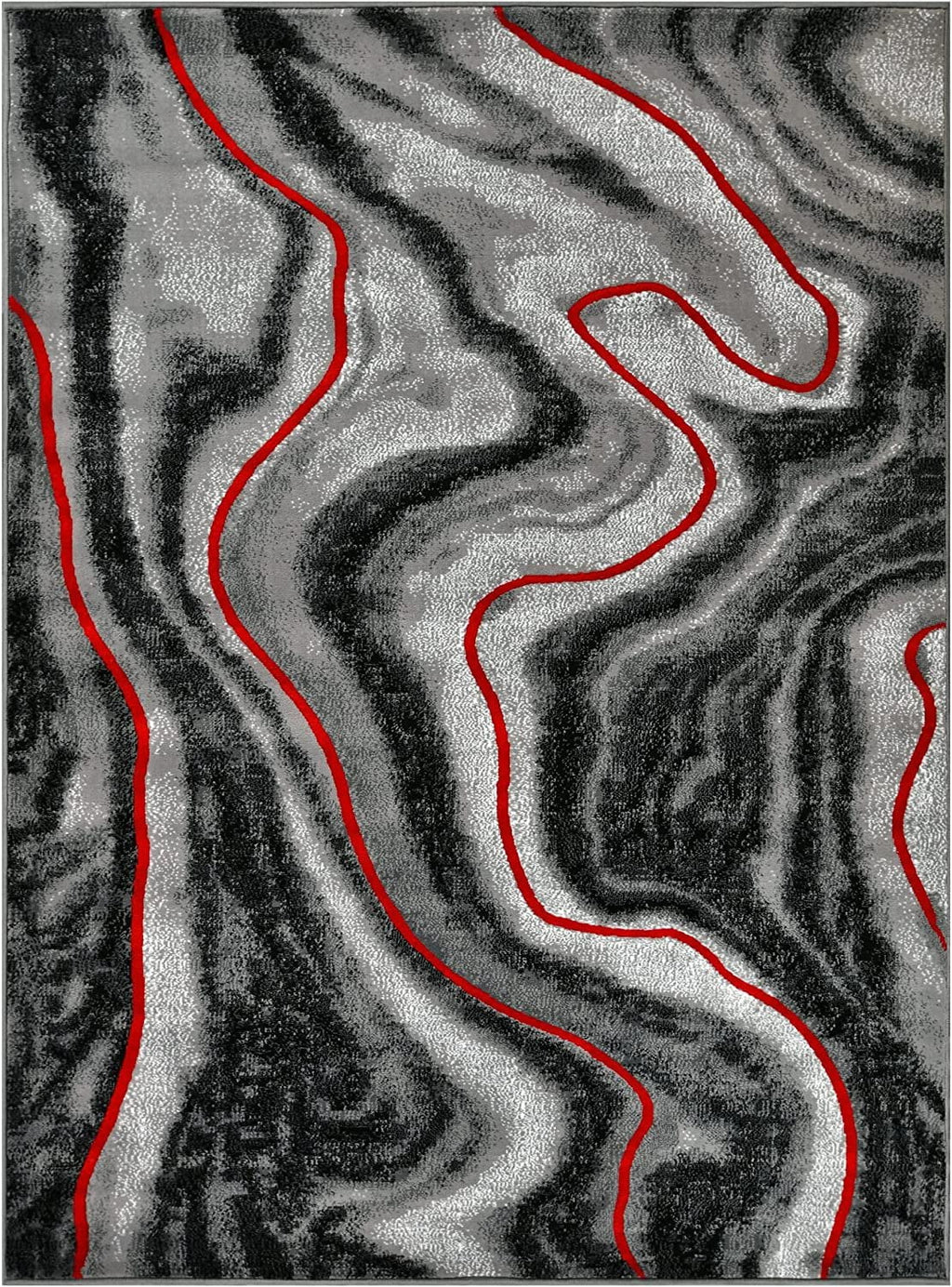 Lava Grey Black Abstract Area Rugs Marble Pattern Runner I193222