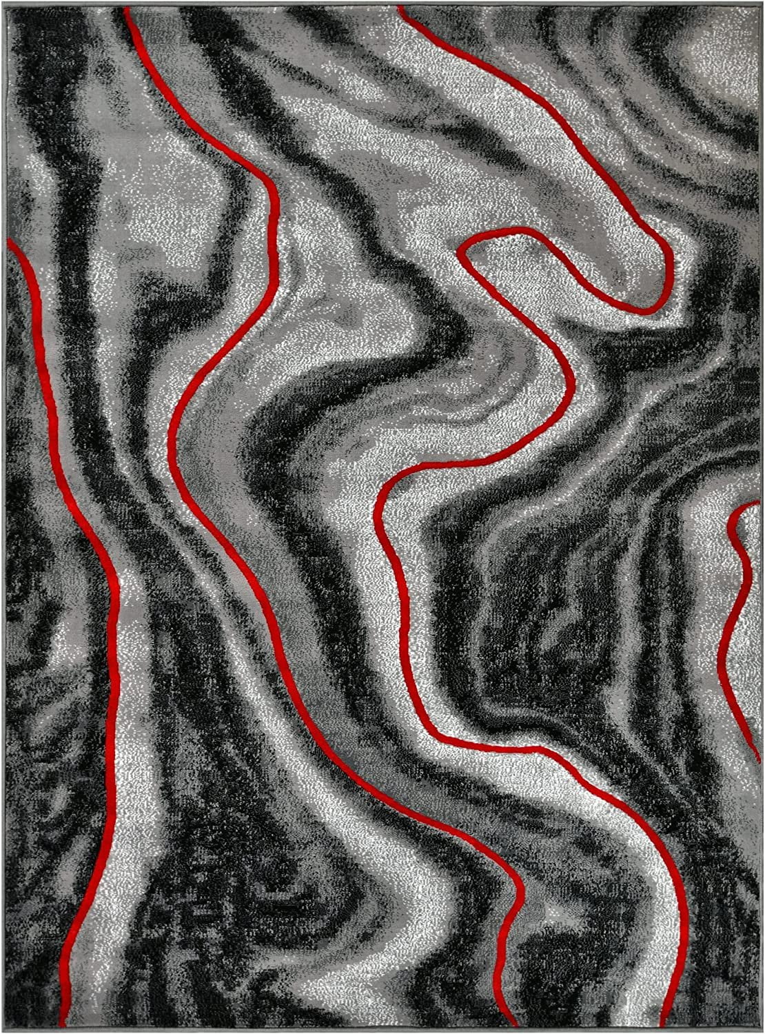 Lava Grey Black Abstract Area Rugs Marble Pattern Runner I193222