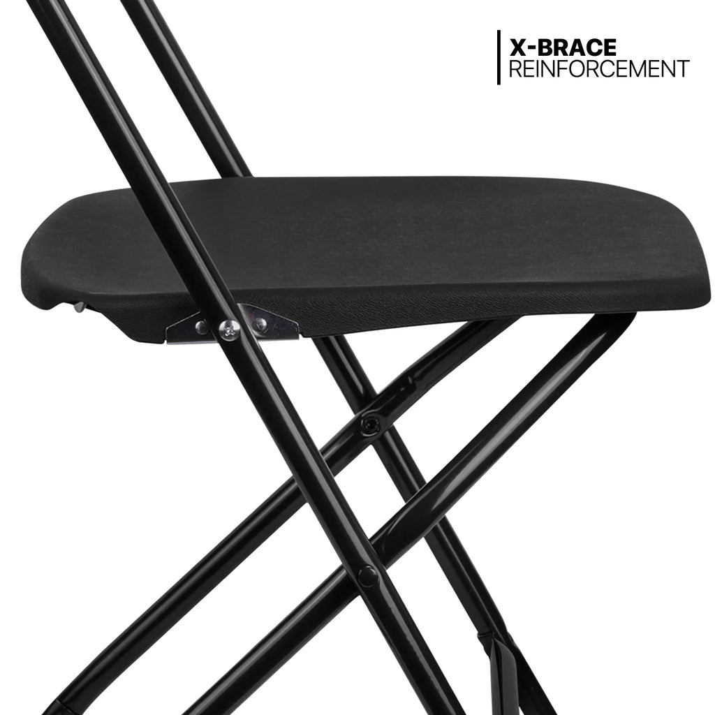 11 Pieces 5 Ft Plastic Folding Table Set with 10 Black Folding Chairs X2929