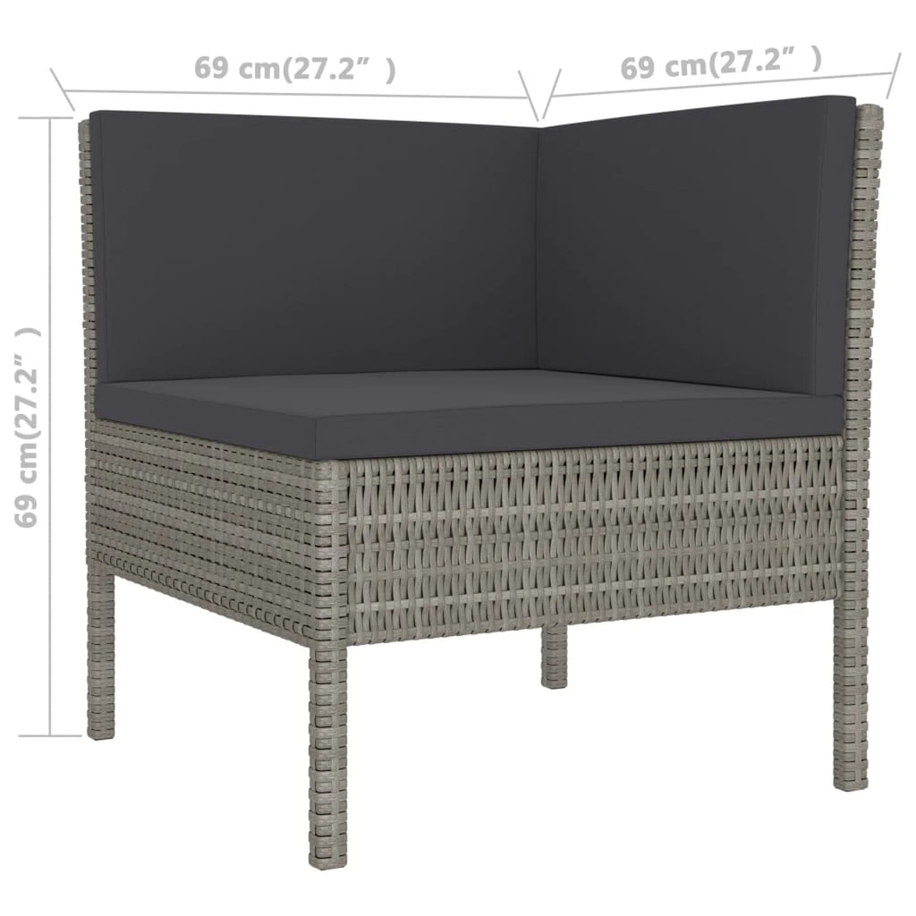 3 Piece Poly Rattan Outdoor Sectional Sofa Set with Cushions Steel Frame Z487