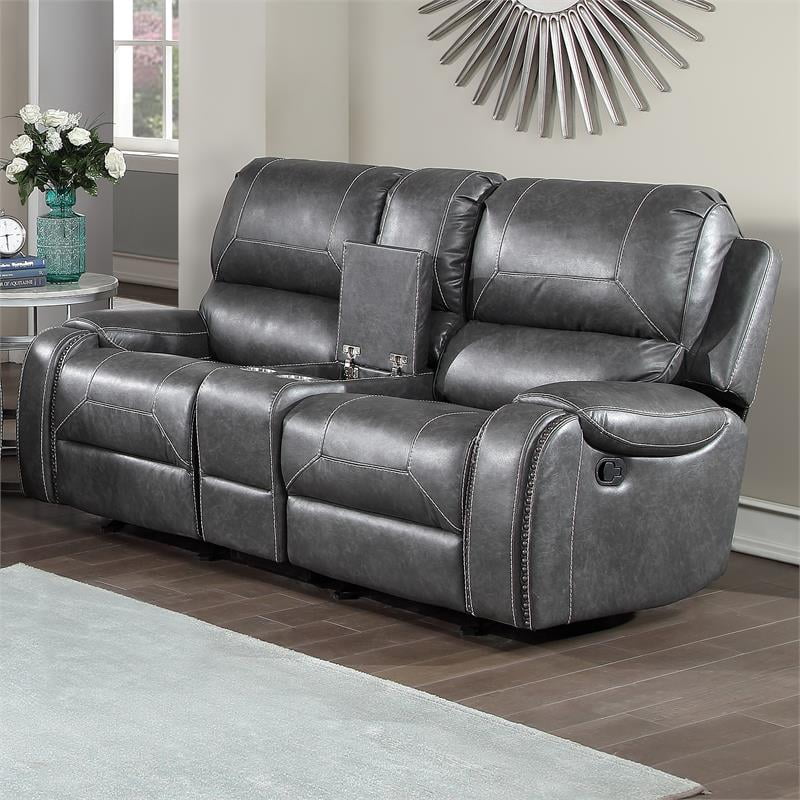Gray Faux Leather Manual Reclining 3-Piece Motion Set S771760