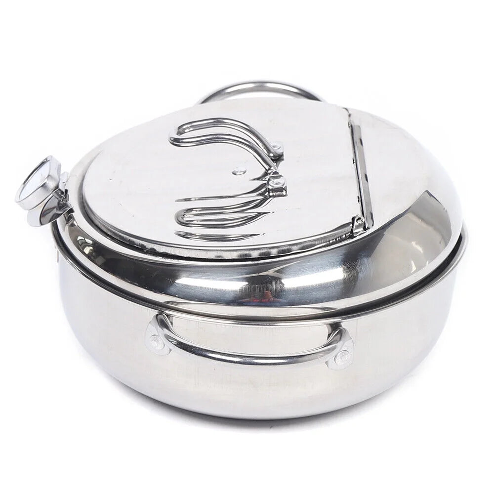 2.2L 304 Stainless Steel Deep Fryer Pot with Temperature Control Lid Z4127
