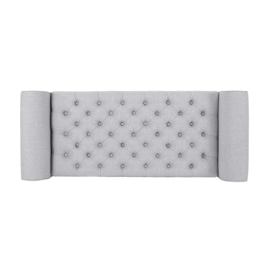 Light Gray and Dark Brown Fabric Storage Ottoman Bench C608852