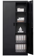71" Black Metal Storage Cabinet with Lock and 4 Adjustable Shelves X82788