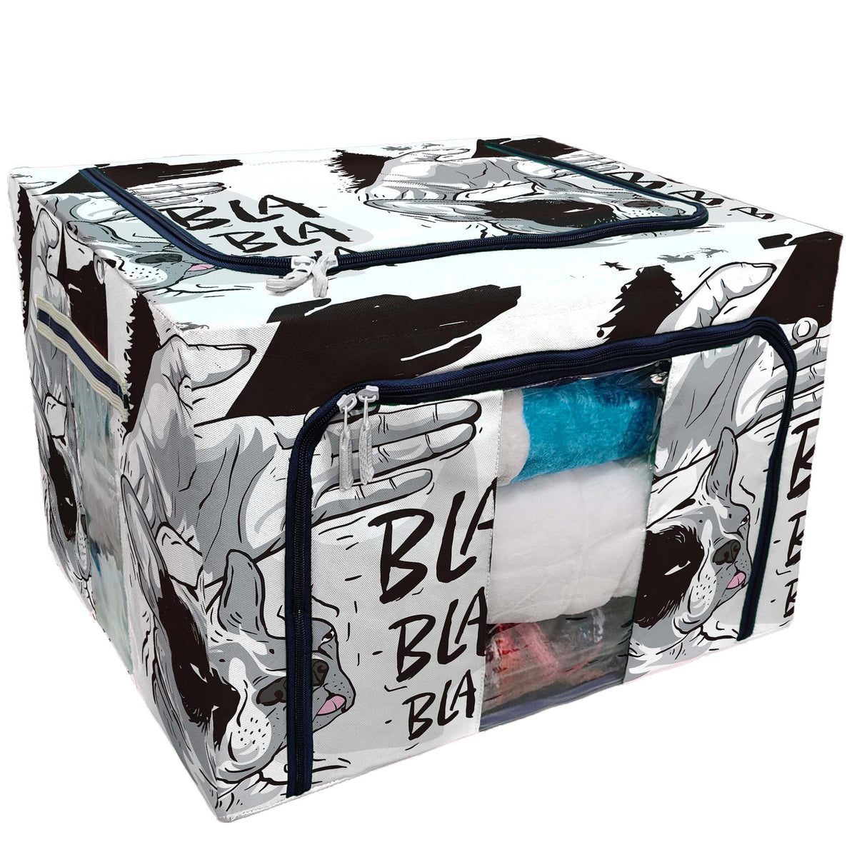Foldable Stackable Storage Bag with Clear Window and Steel Frame G289
