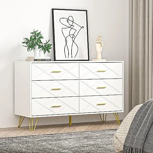 White 6 Drawer Dresser M39769