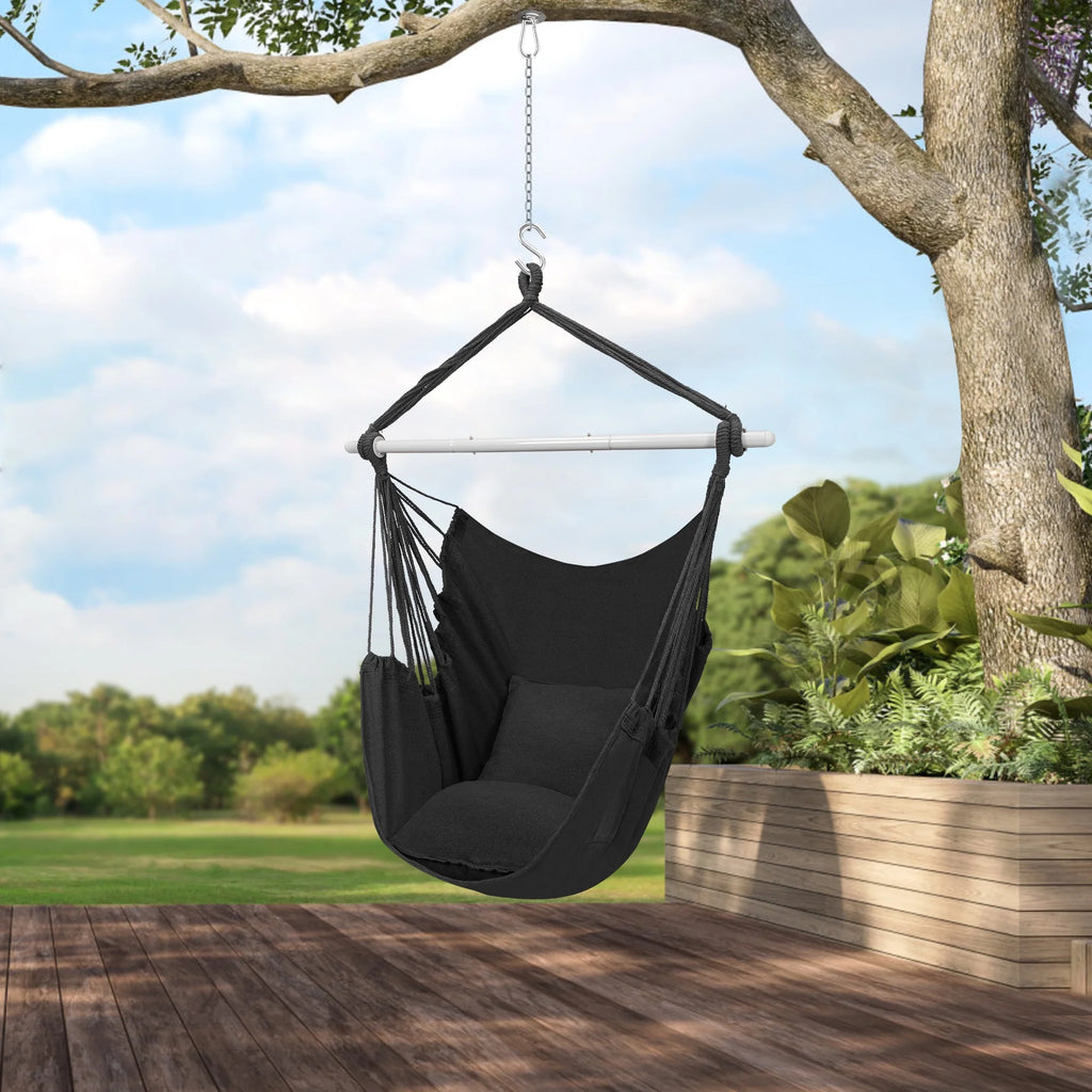 Large Cotton Hammock Chair Swing with Cushions J9920