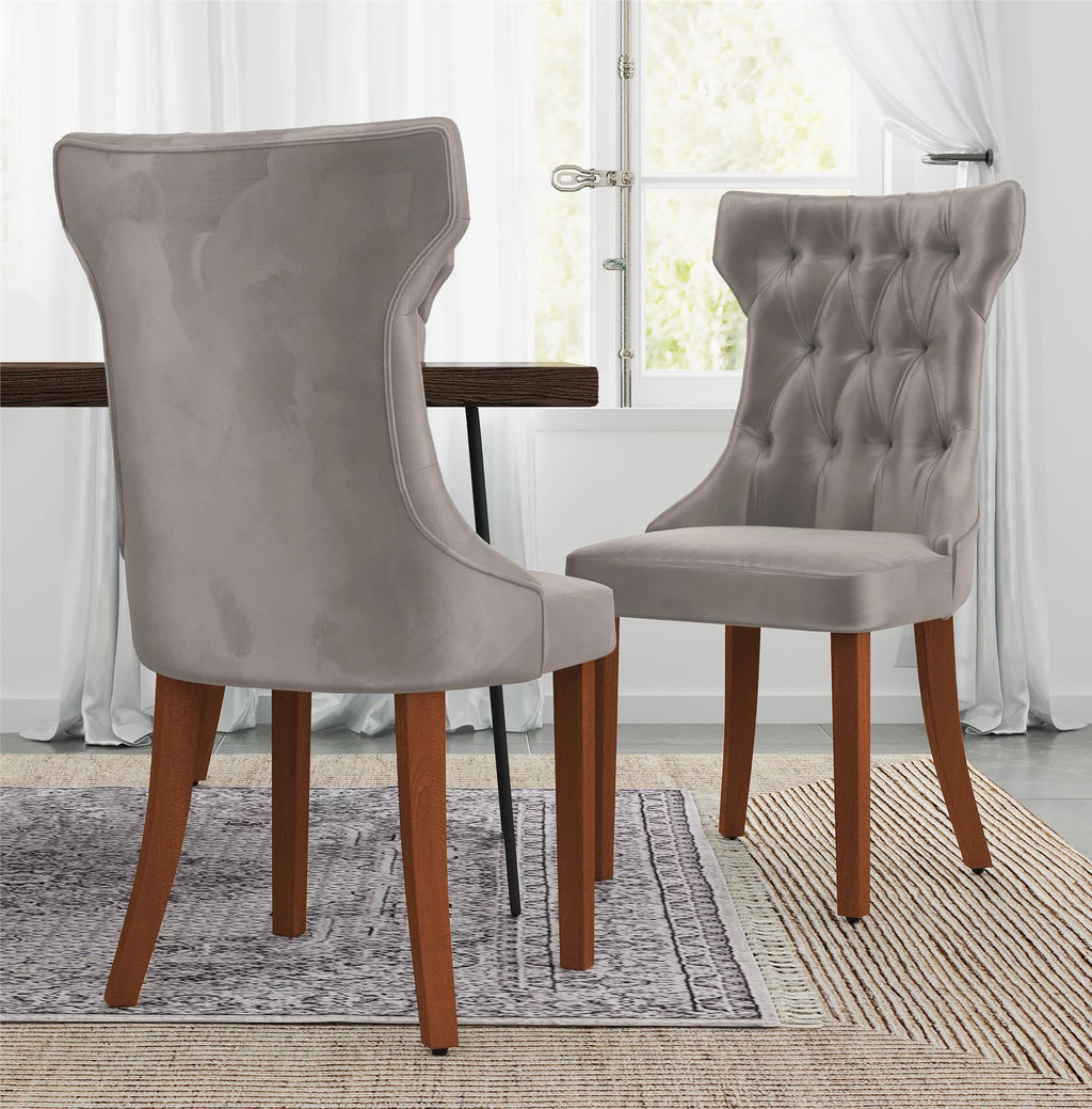Tufted Dining Chair Set Of 2 Taupe T85188