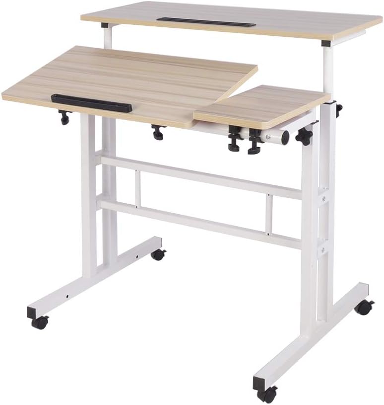 Adjustable Standing Desk with Mobile Cart Tray P36104