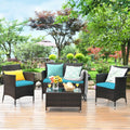 4PCS PE Rattan Wicker Patio Sofa Furniture Set With Cushion T2579
