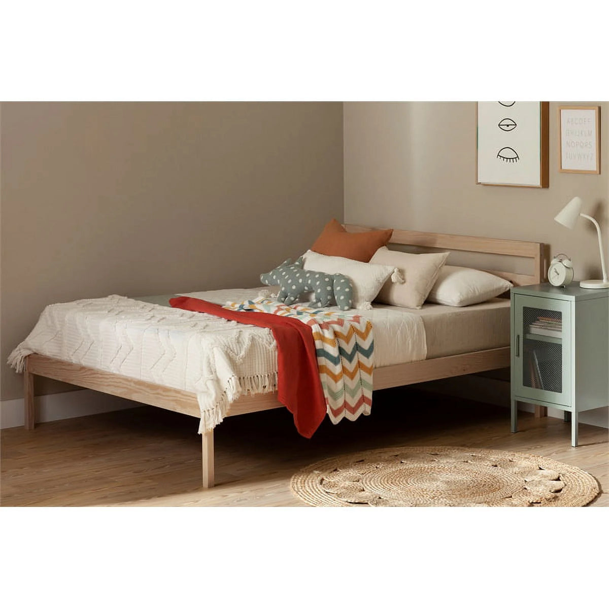 Complete Bed Full Natural Wood Q4702