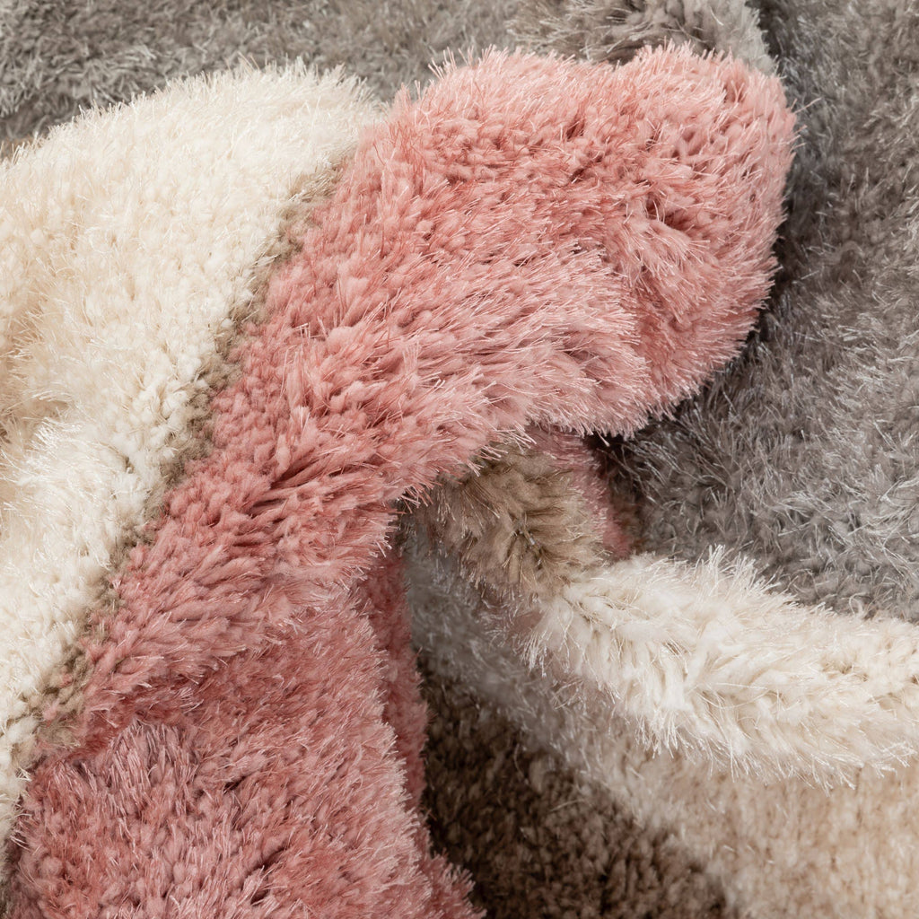 Shag Grey Blush 3D Textured Thick Soft Rug R241