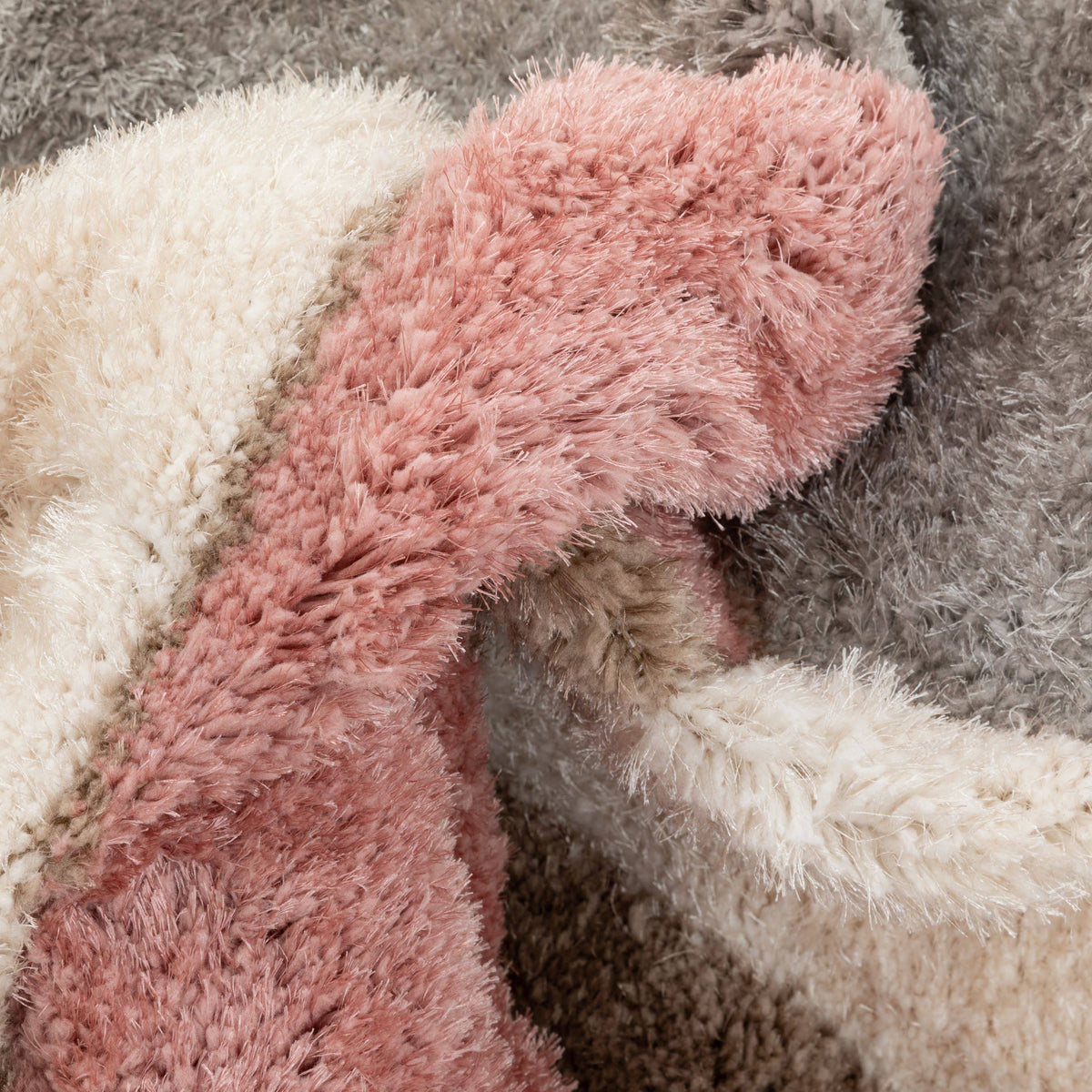 Shag Grey Blush 3D Textured Thick Soft Rug R241