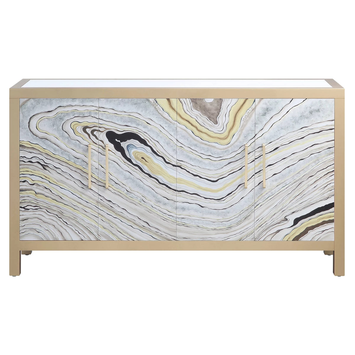 White and Gold Rectangular Console Table M471