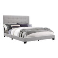 King Size Light Gray Button Tufted Upholstery Wood Bed Y77938