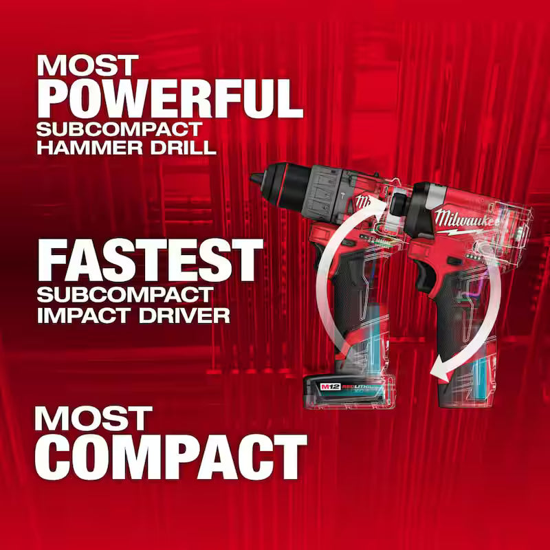 12-Volt Li-Ion Brushless Cordless Hammer Drill and Impact Driver Combo Kit (2-Tool) V6387